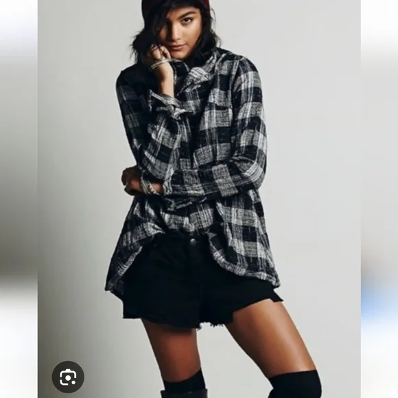 Free People Walk In The Park Plaid Tunic Top XS - Picture 16 of 16